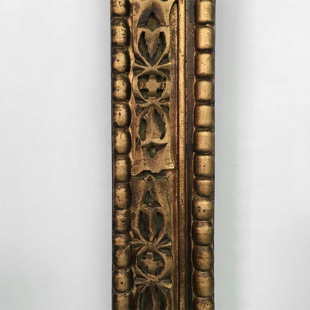 17   AZTEC WOODEN MIRROR, GOLD 