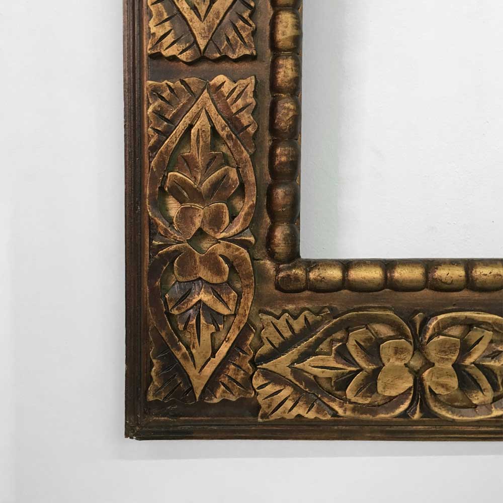 17   AZTEC CARVED WOODEN GOLD MIRROR