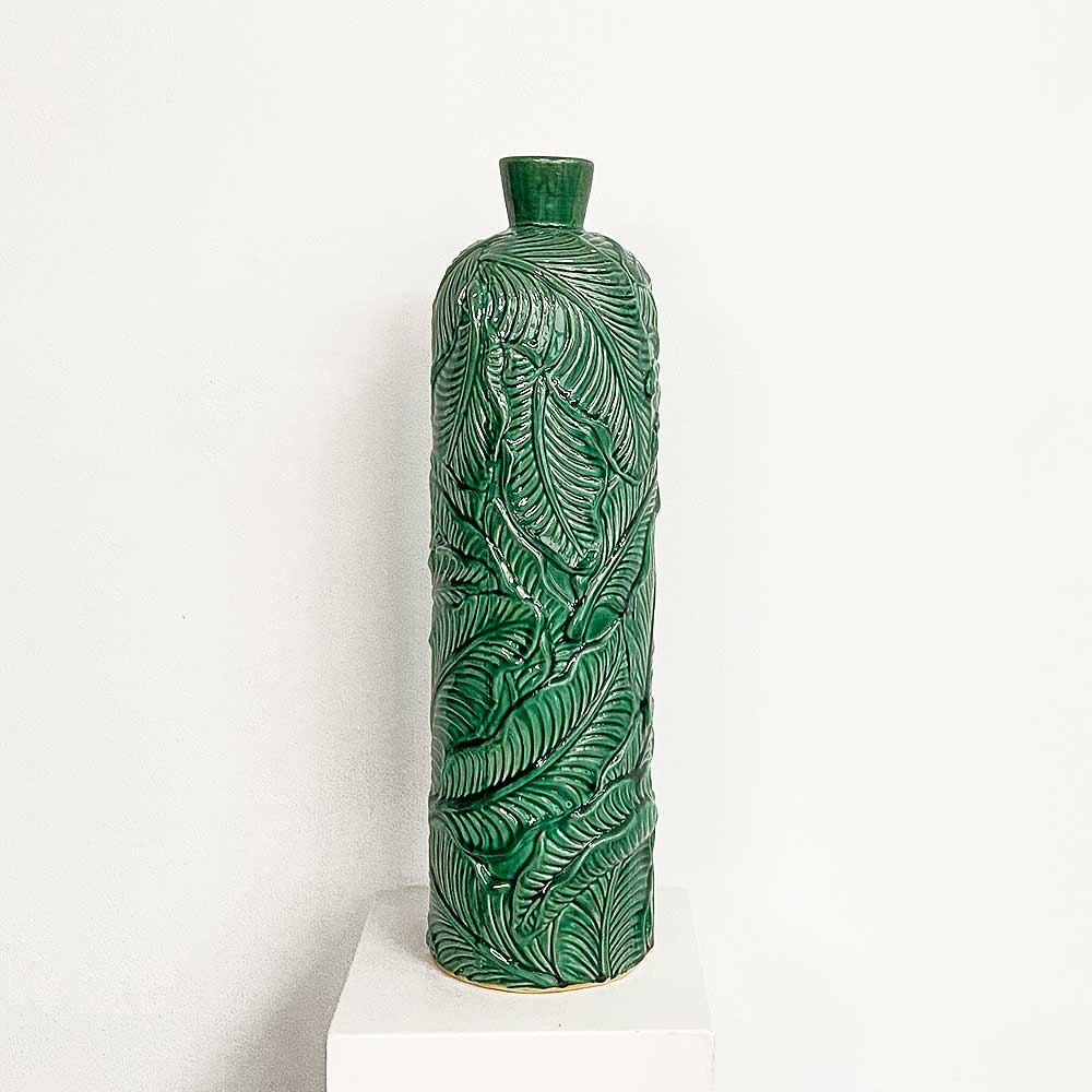    PALM VASE, FOREST GREEN