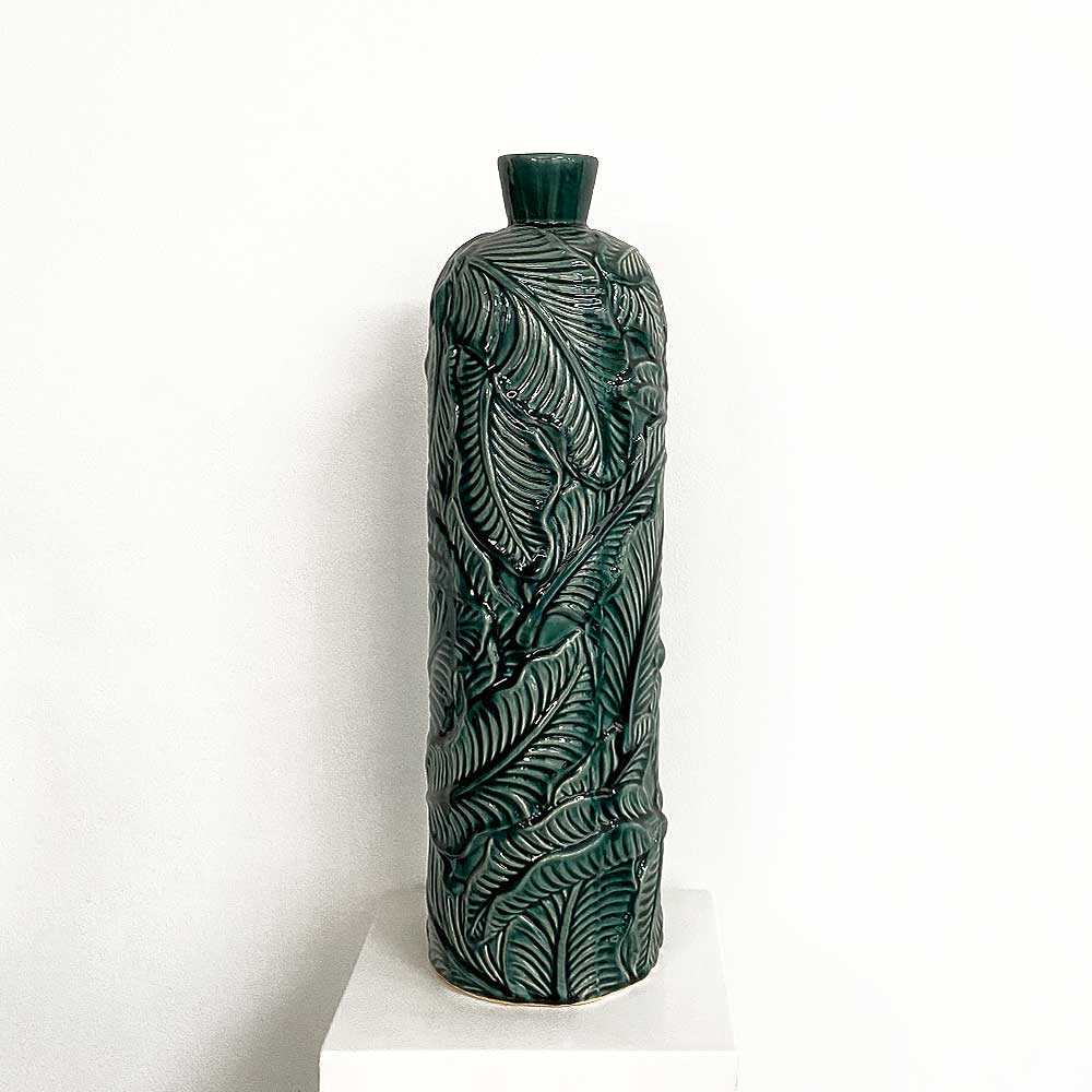    PALM VASE, TEAL