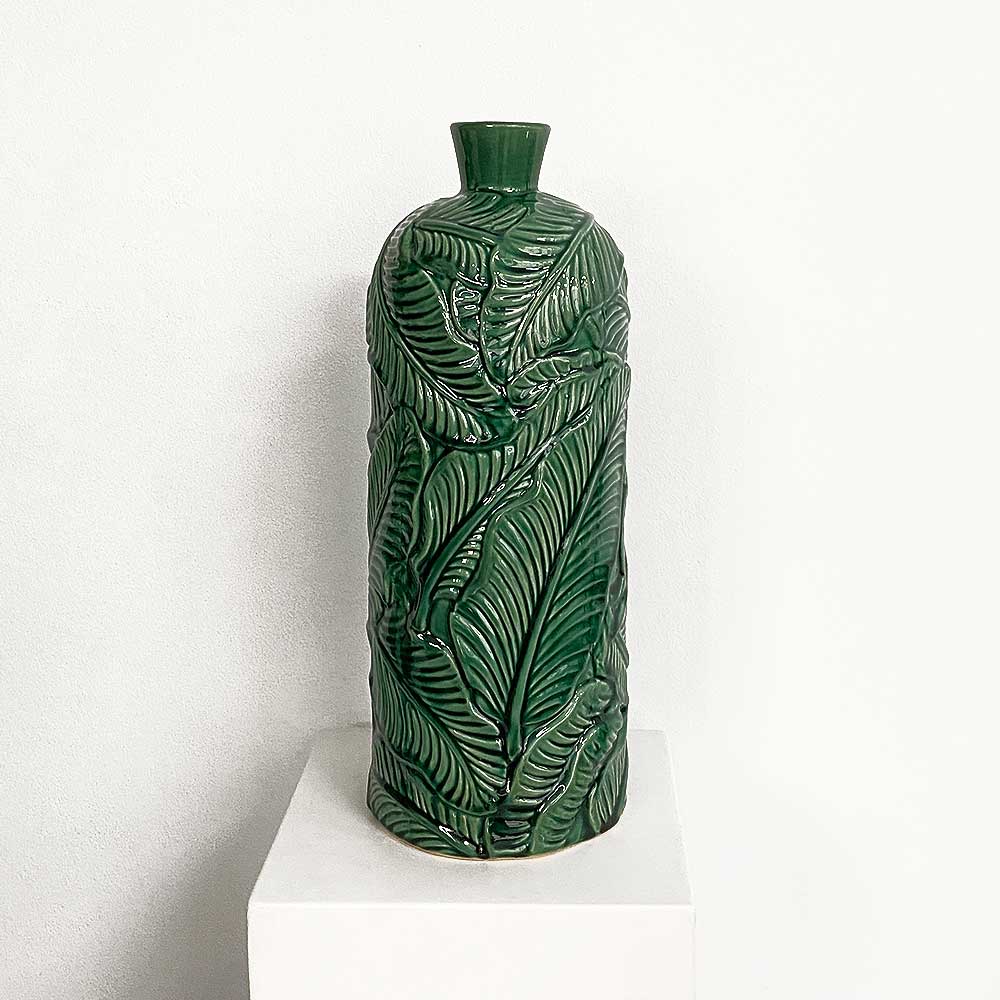    PALM VASE, FOREST GREEN