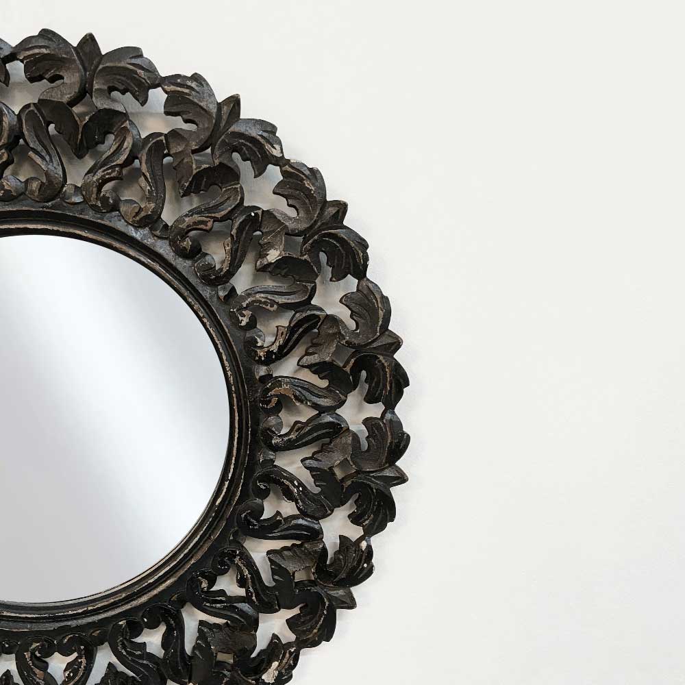    FLORAL MIRROR, BLACK