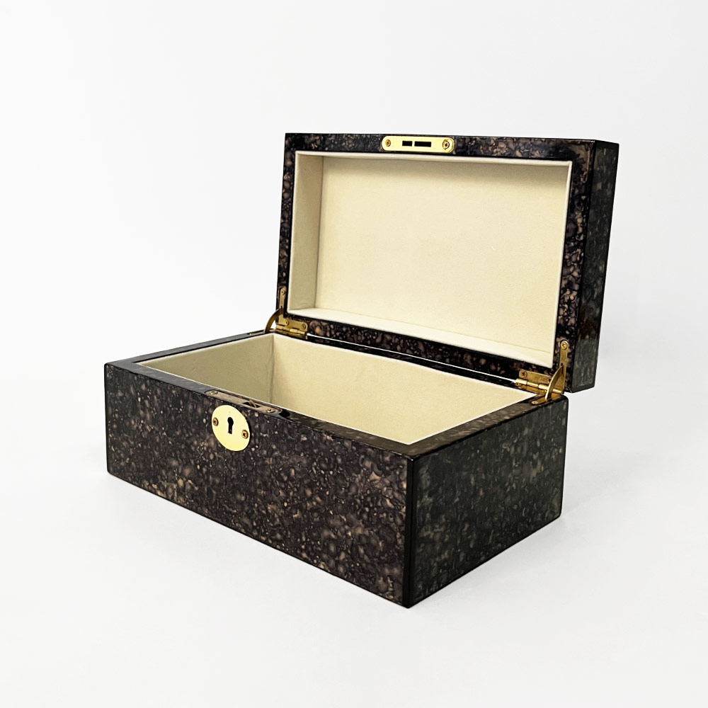    SOLA BOX WITH KEY LOCK, BLACK BURL 