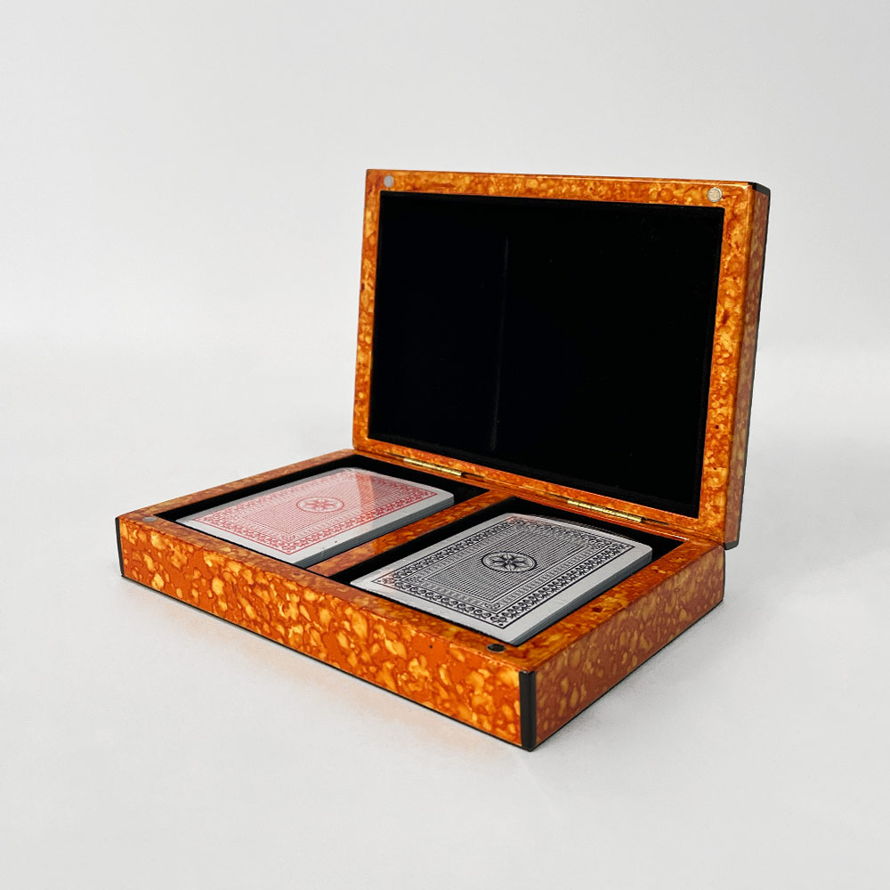    SOLA CARD BOX, ORANGE BURL