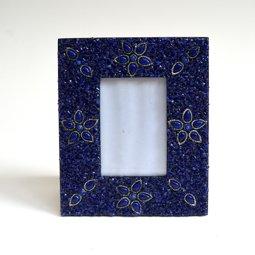 JEWELLED PHOTO FRAME, INDIGO