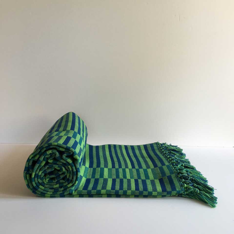 MUSKAAN BEDSPREAD / THROW EMERALD /COBALT SM