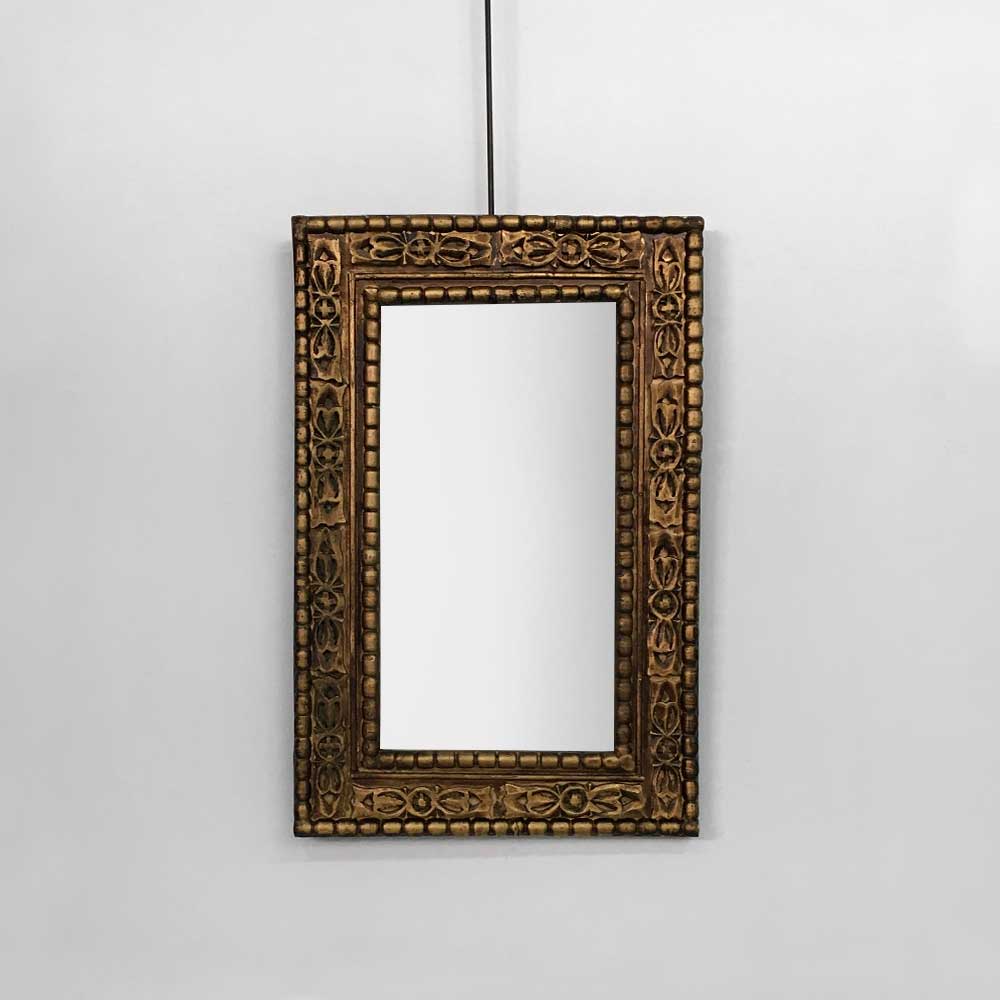 AZTEC WOODEN MIRROR, GOLD 