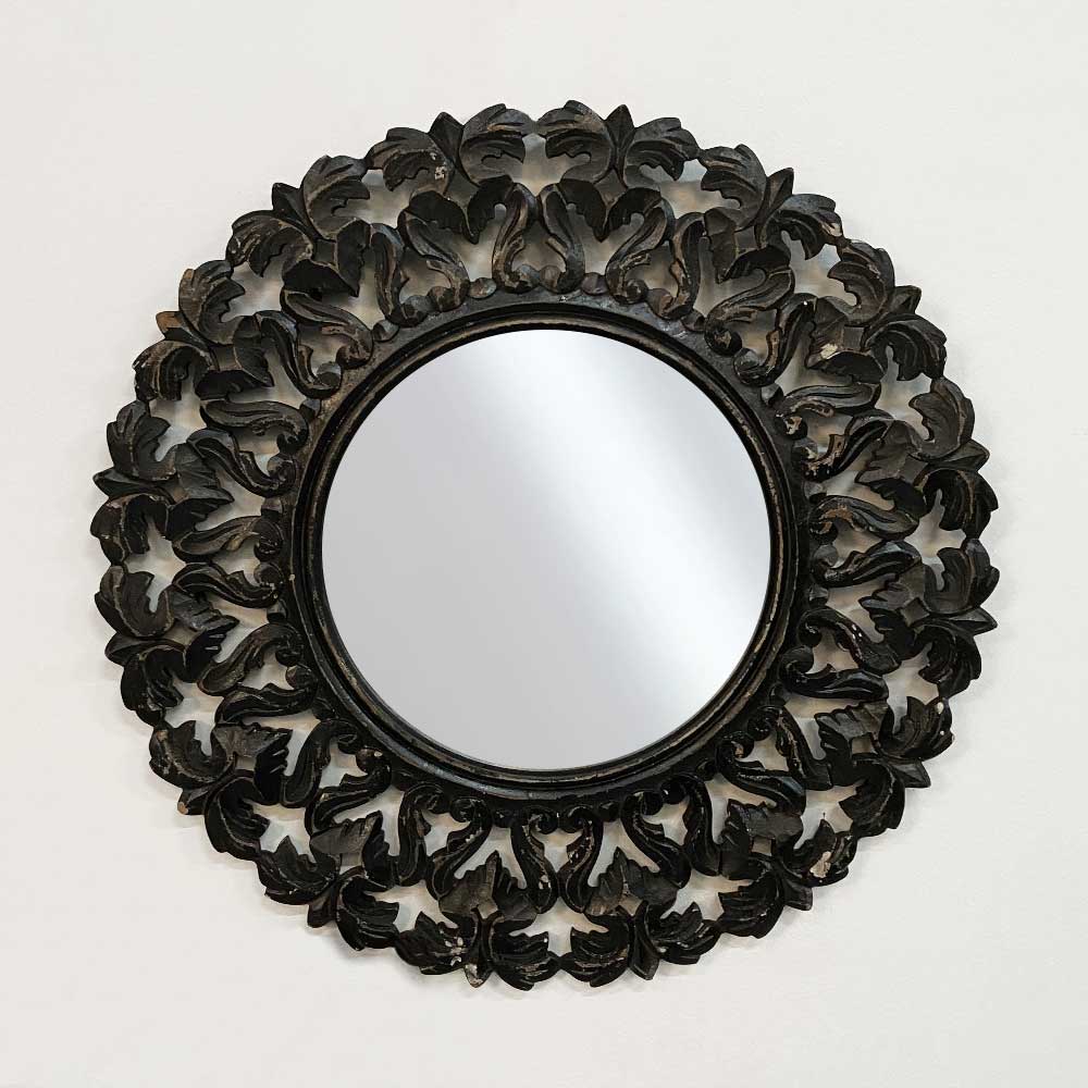 FLORAL MIRROR, BLACK