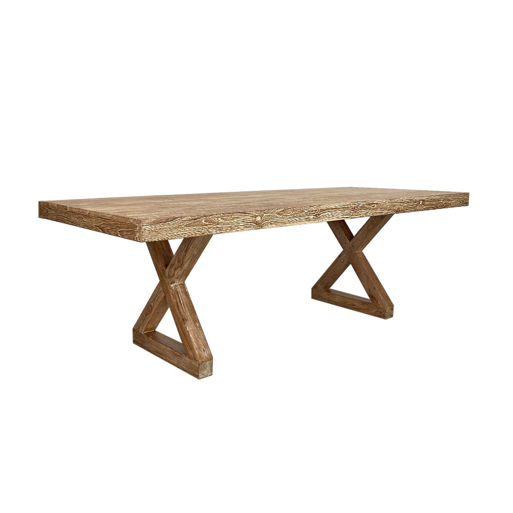 X LEG TEAK DINING TABLE