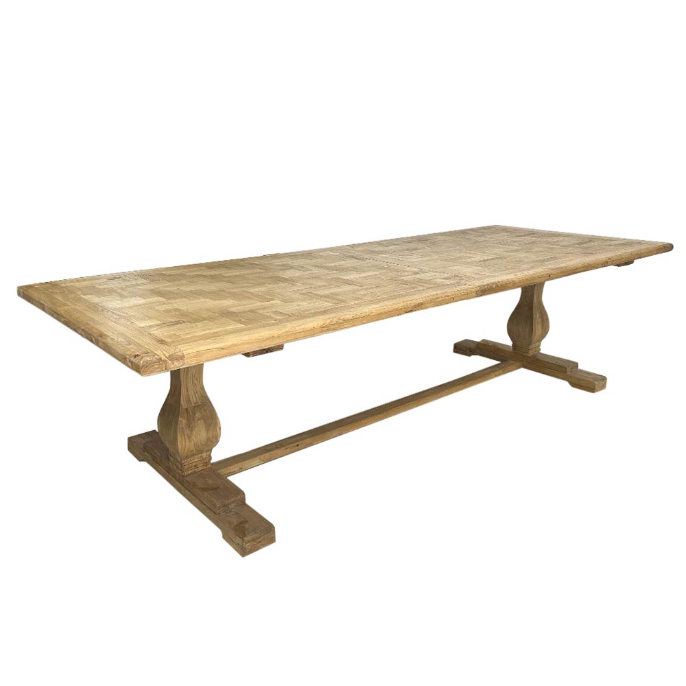 ELMWOOD DINING TABLE, HERINGBONE TOP