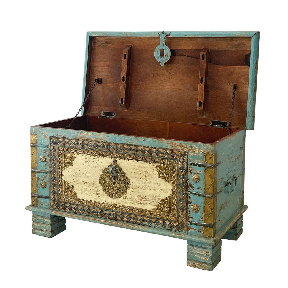 JAIPUR CHEST SMALL, BLUE/WHITE