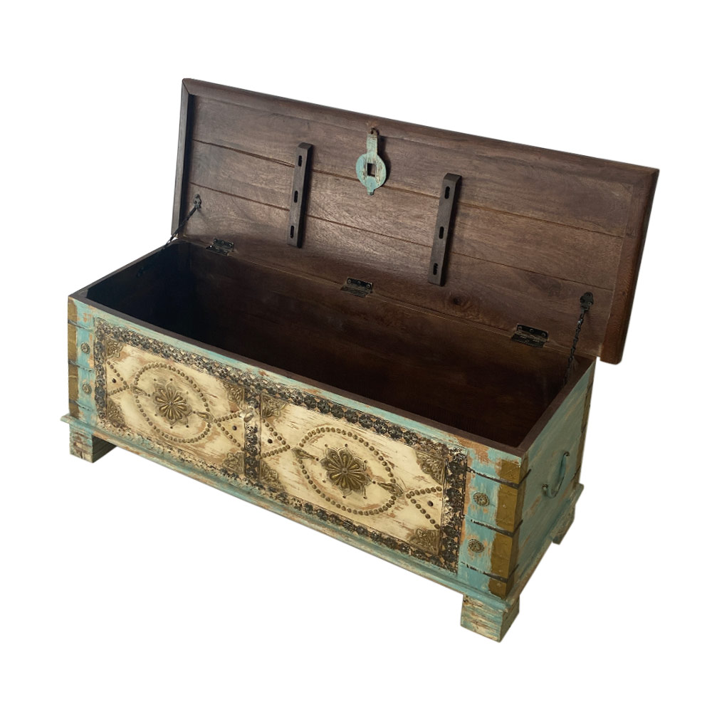 JAIPUR CHEST LARGE, BLUE/WHITE