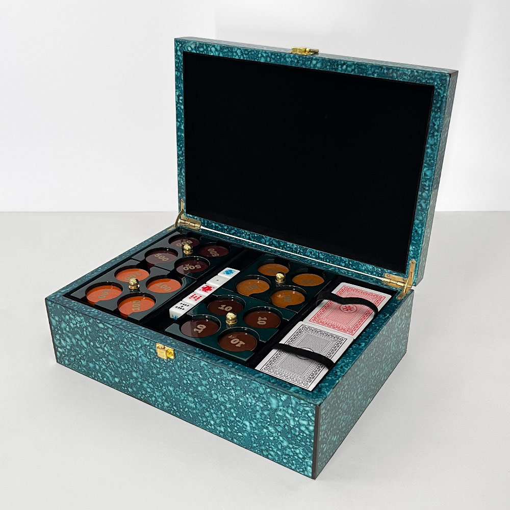 SOLA POKER SET BOX, BLUE BURL